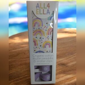 All4Ella Baby Swaddle with Rainbow Design And Stroller Clips